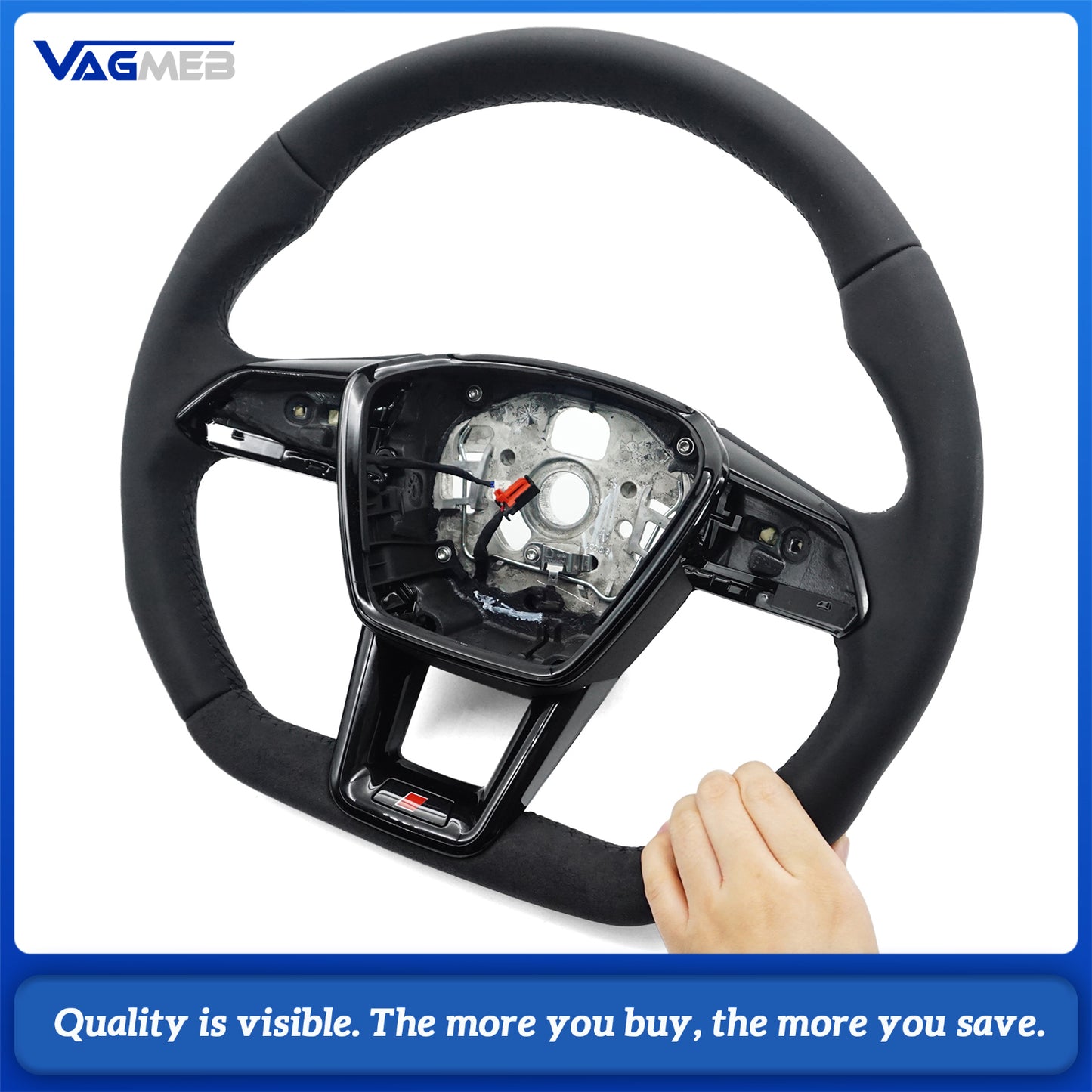 Heated steering wheel suitable for Audi A6 C8 A7 black stitched leather flat bottomed steering wheel