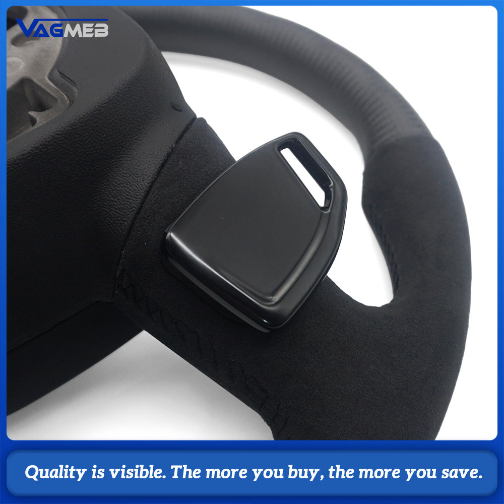 Matte Real Carbon Fiber Steering Wheel Half Alcantara Suede Black Stitch RS Badge With Multifunction Buttons Paddle Shifters Heated Fit Audi A6 C8 S6 RS6