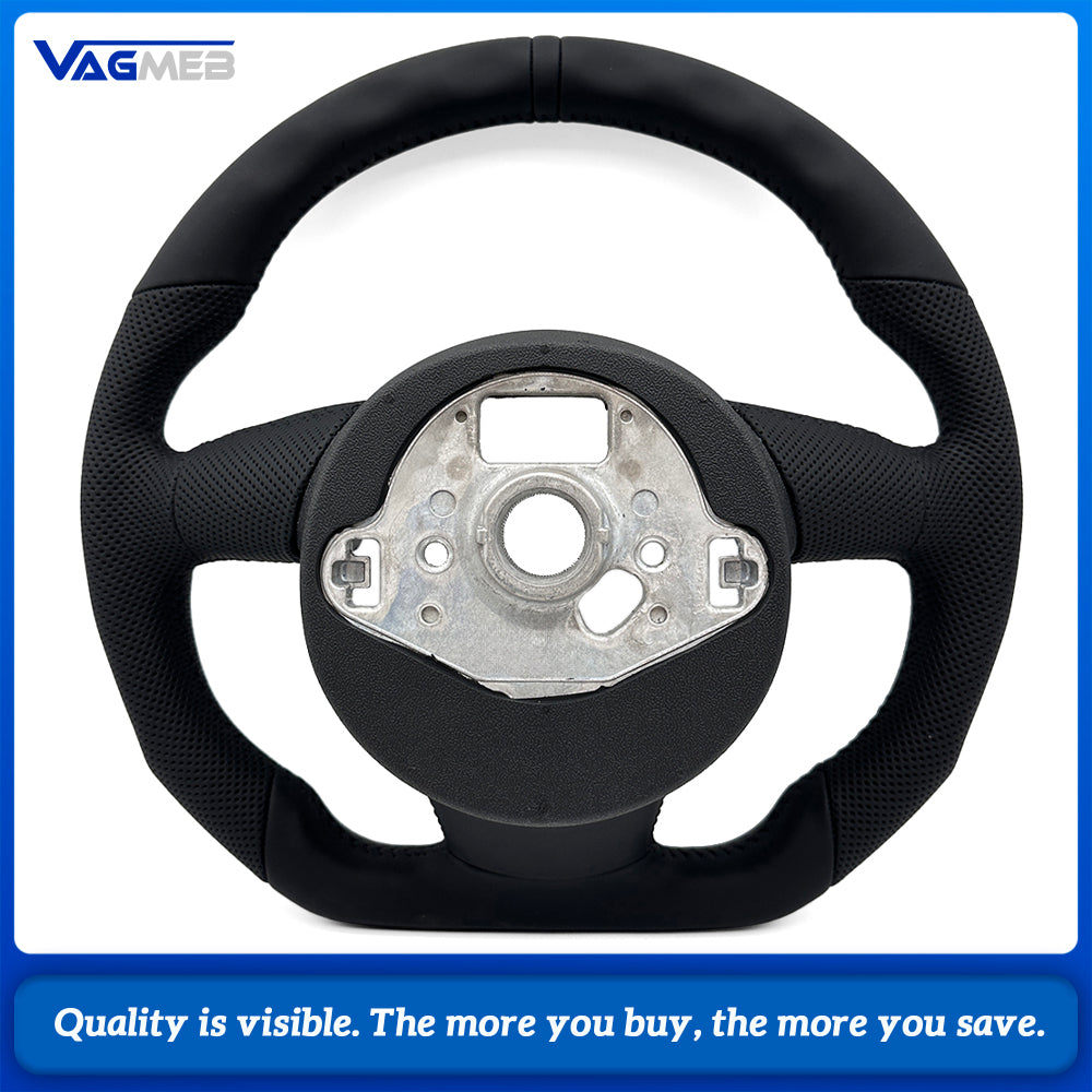 Shaped Steering Wheel Base Half Perforated Black Stitch Black Centering Mark for Audi A4 B8