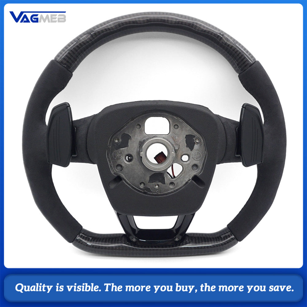 Black Series S Logo Carbon Half Alcantara Steering Wheel Assembly Heated Shift Paddles For Audi Q5 FY