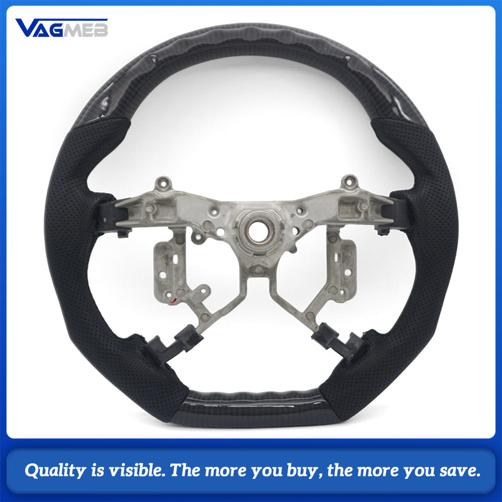For Toyota Vego Sport Steering Wheel Carbon Fiber Trim Semi-Perforated Leather Black Stitching