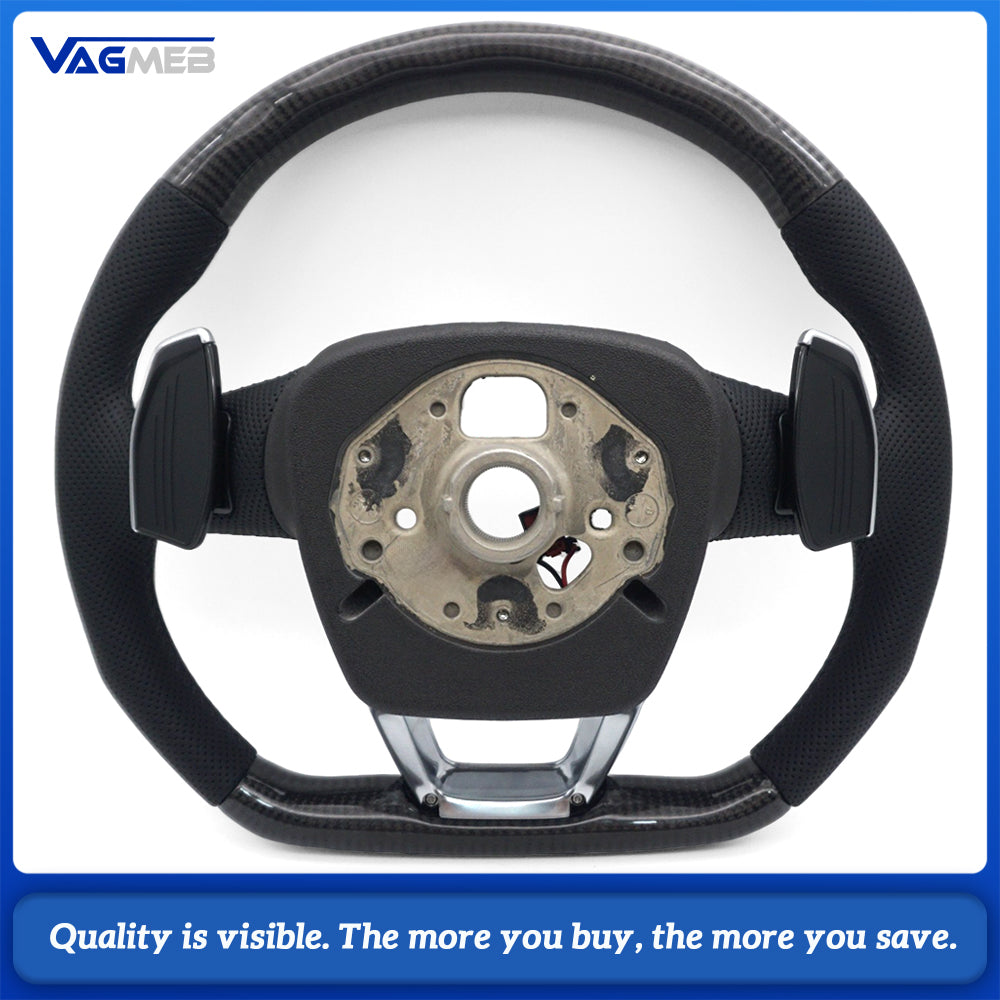 Suitable for Audi Q5L S standard carbon fiber half-turned black wire with button paddle with heated steering wheel