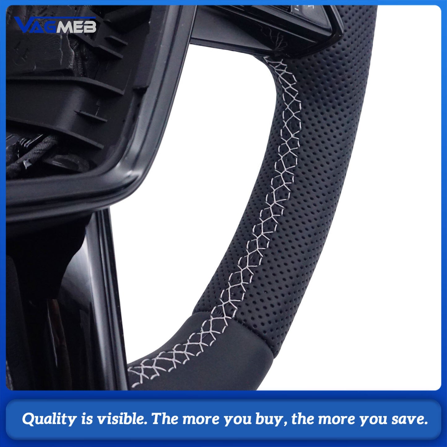 Blackened steering wheel suitable for Audi A6 C8 A7 Light gray  stitched steering wheel With heating function, buttons and paddles