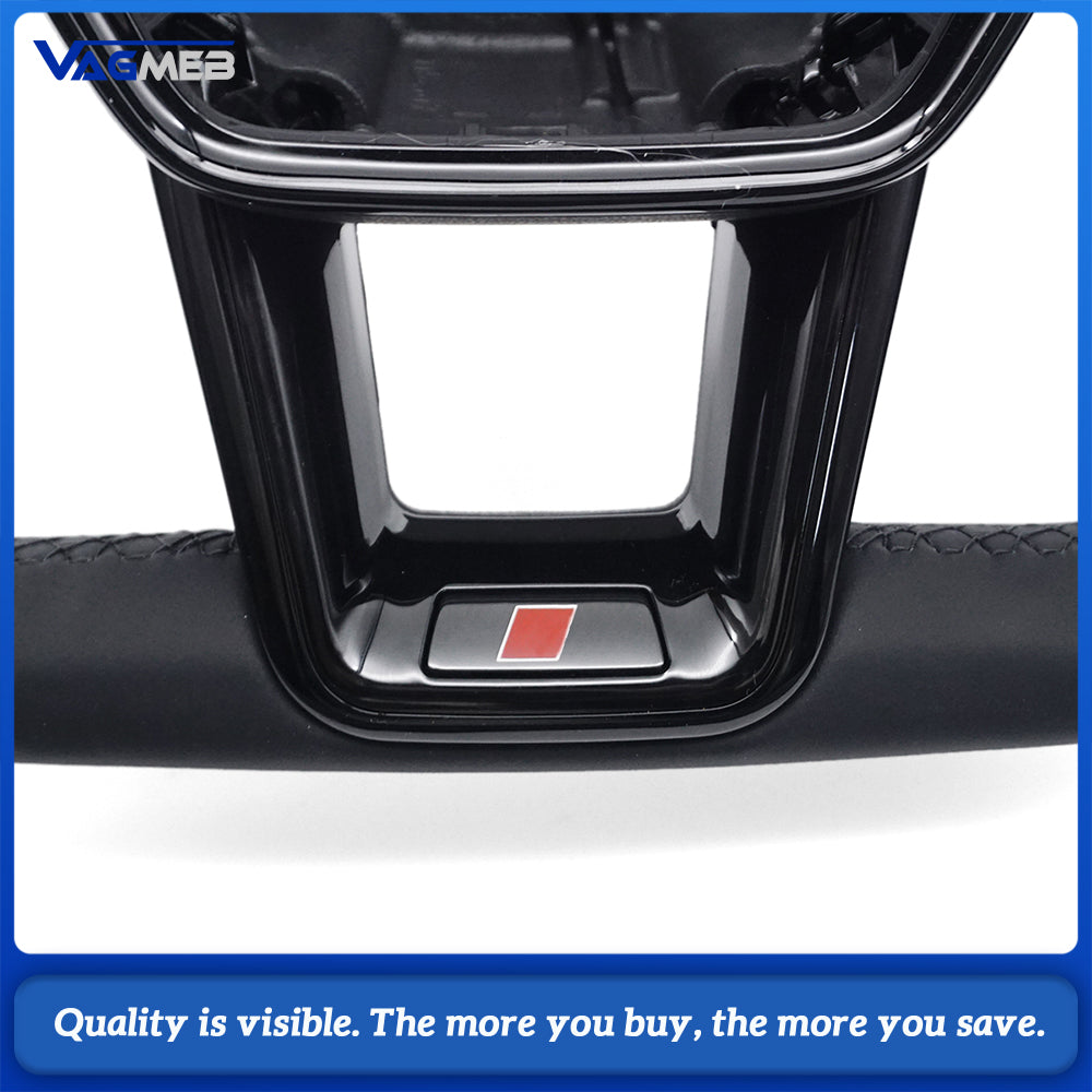 Suitable for Audi A6 C8 A7 perforated leather baking black sports flat bottomed steering wheel With heating function, multifunctional
