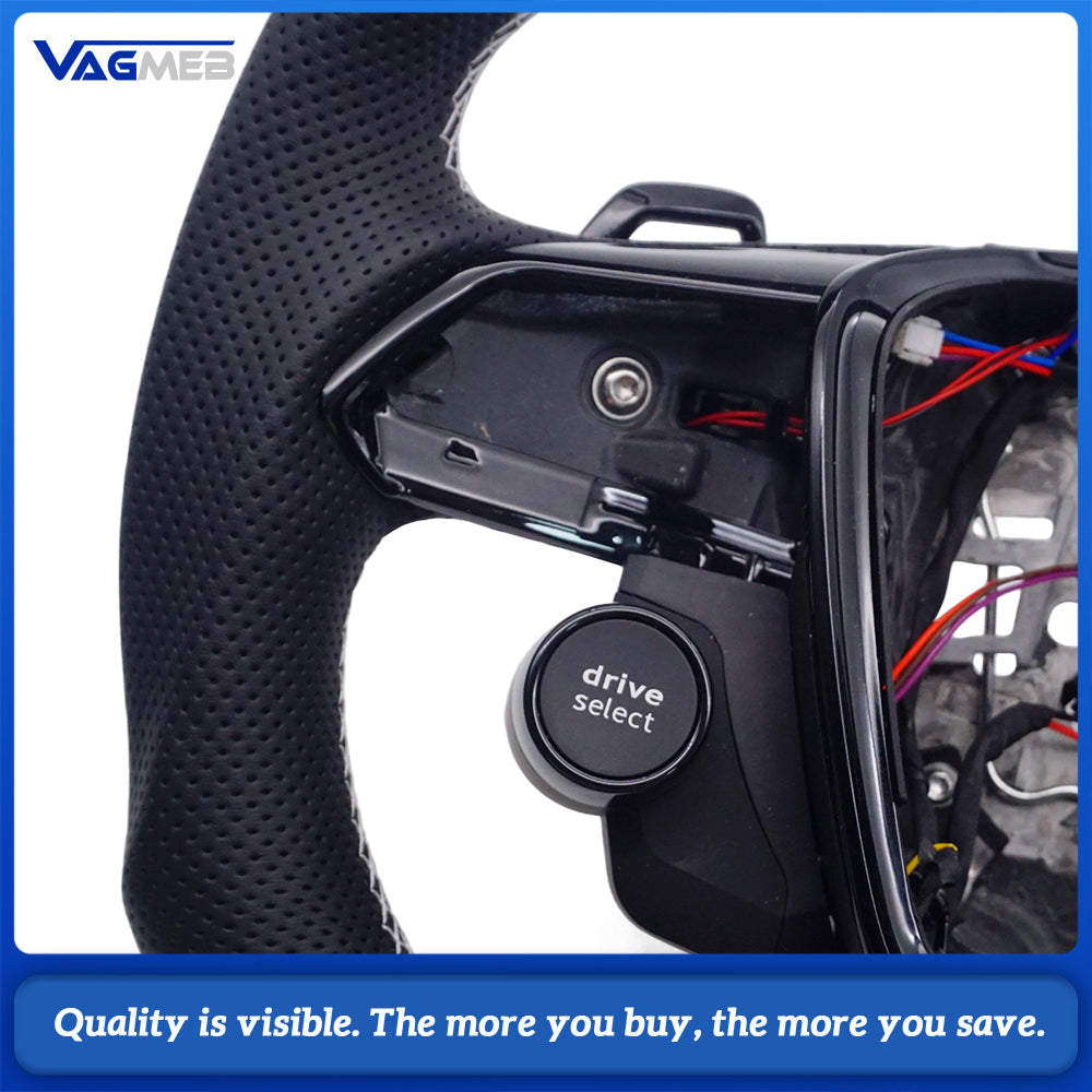 R8 button steering wheel For AUDI A6 C8 perforated leather baked black multifunctional sports steering wheel, Car Accessories