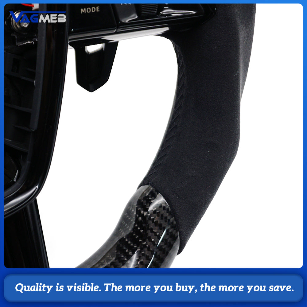 Carbon Fiber Steering Wheel, For Audi A6 C8 A7, With Buttons And Shift Paddles, Black Frame, Car Accessories， without heating
