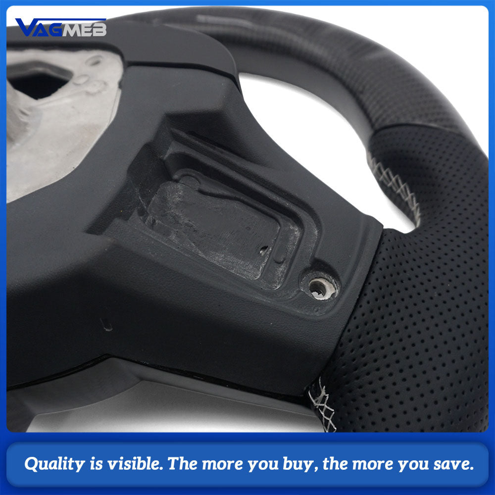 For BMW G20 3 Series CS Racing Steering Wheel Bare Skeleton Base Half Perforated Nappa White Sew Carbon Frame White Carbon Shift Paddle Replacement Wheel