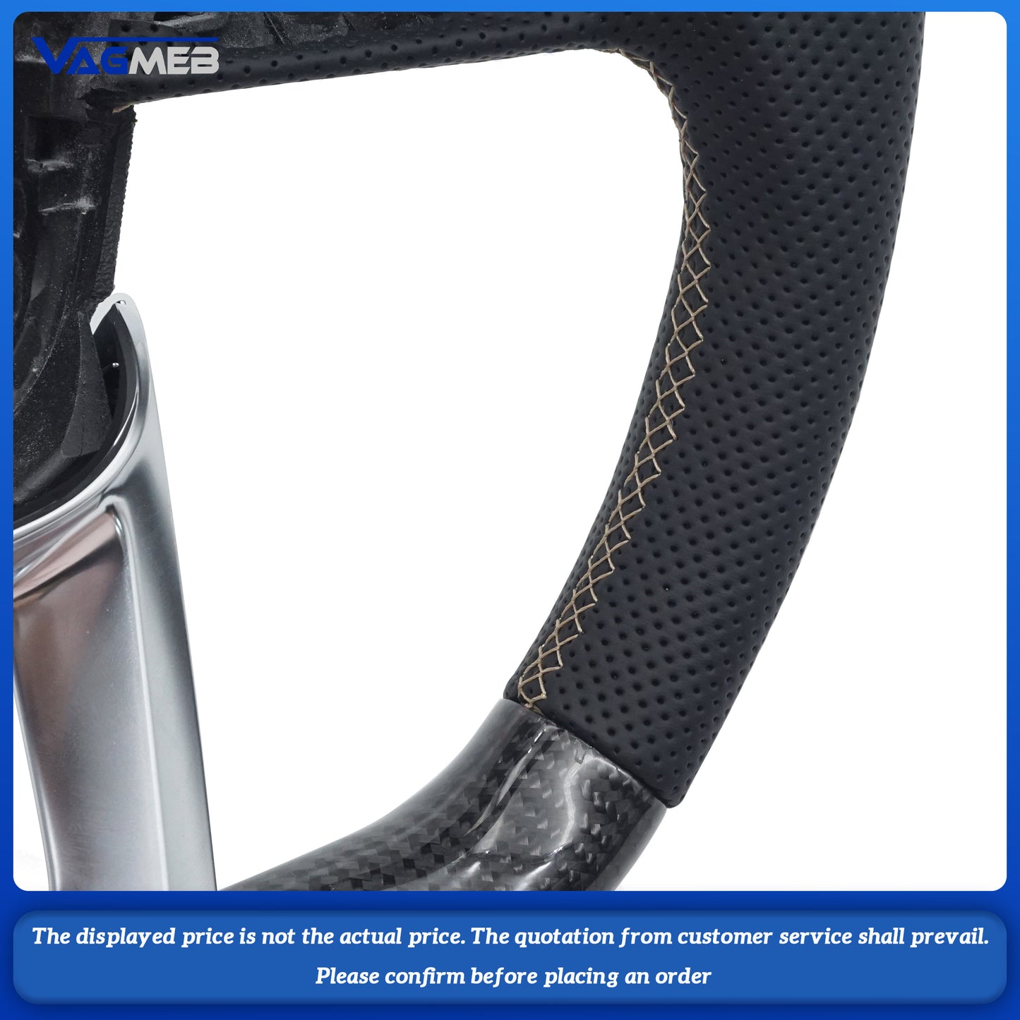 Carbon fiber perforated leather flat bottomed steering wheel For Audi Q5 FY Q7 4M Q8 car steering wheel, Car Accessories