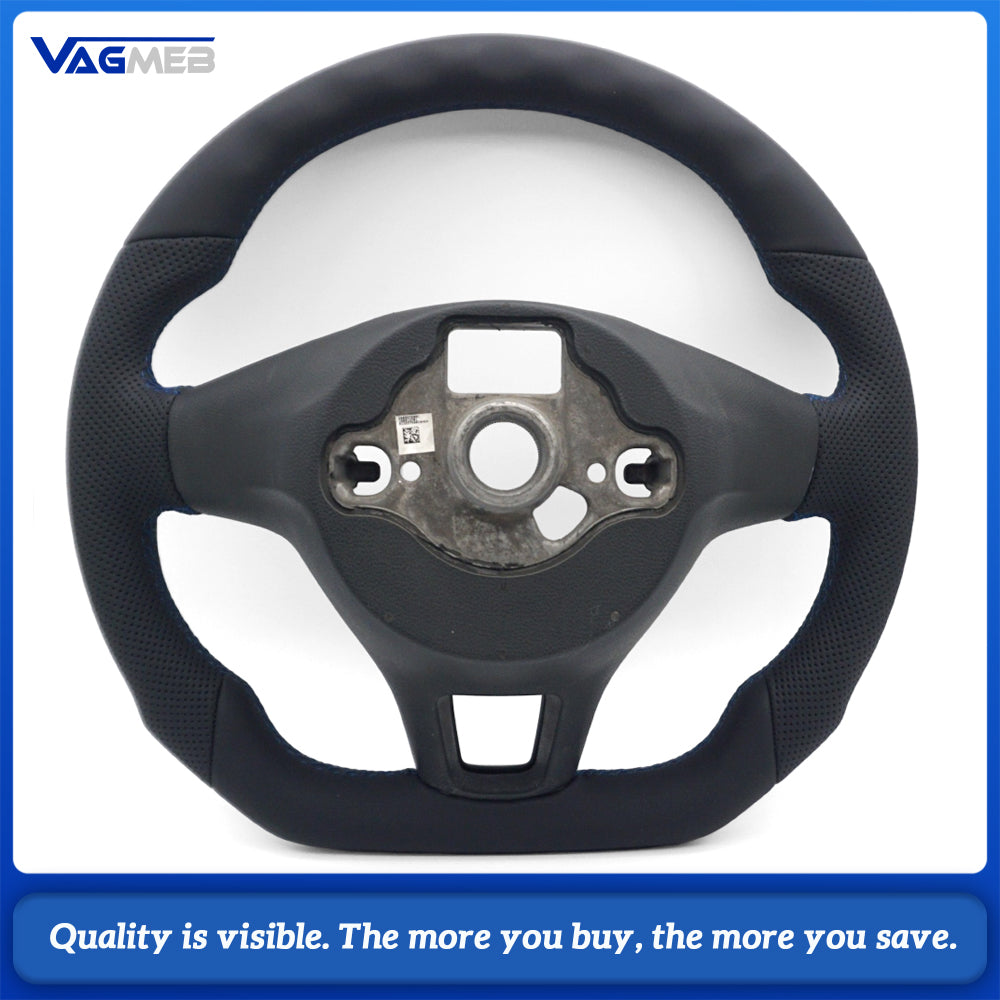 Full leather car steering wheel for VW T6 Golf MK7 Crafter without paddle shift holes Car accessories