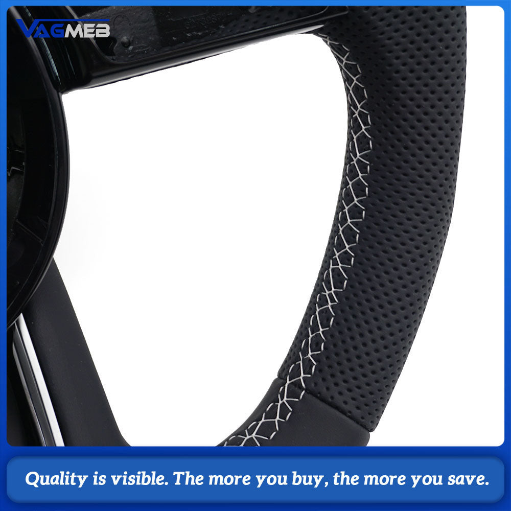 For Audi A4 B9 Sports Style Semi-perforated Leather Steering Wheel - Fit
