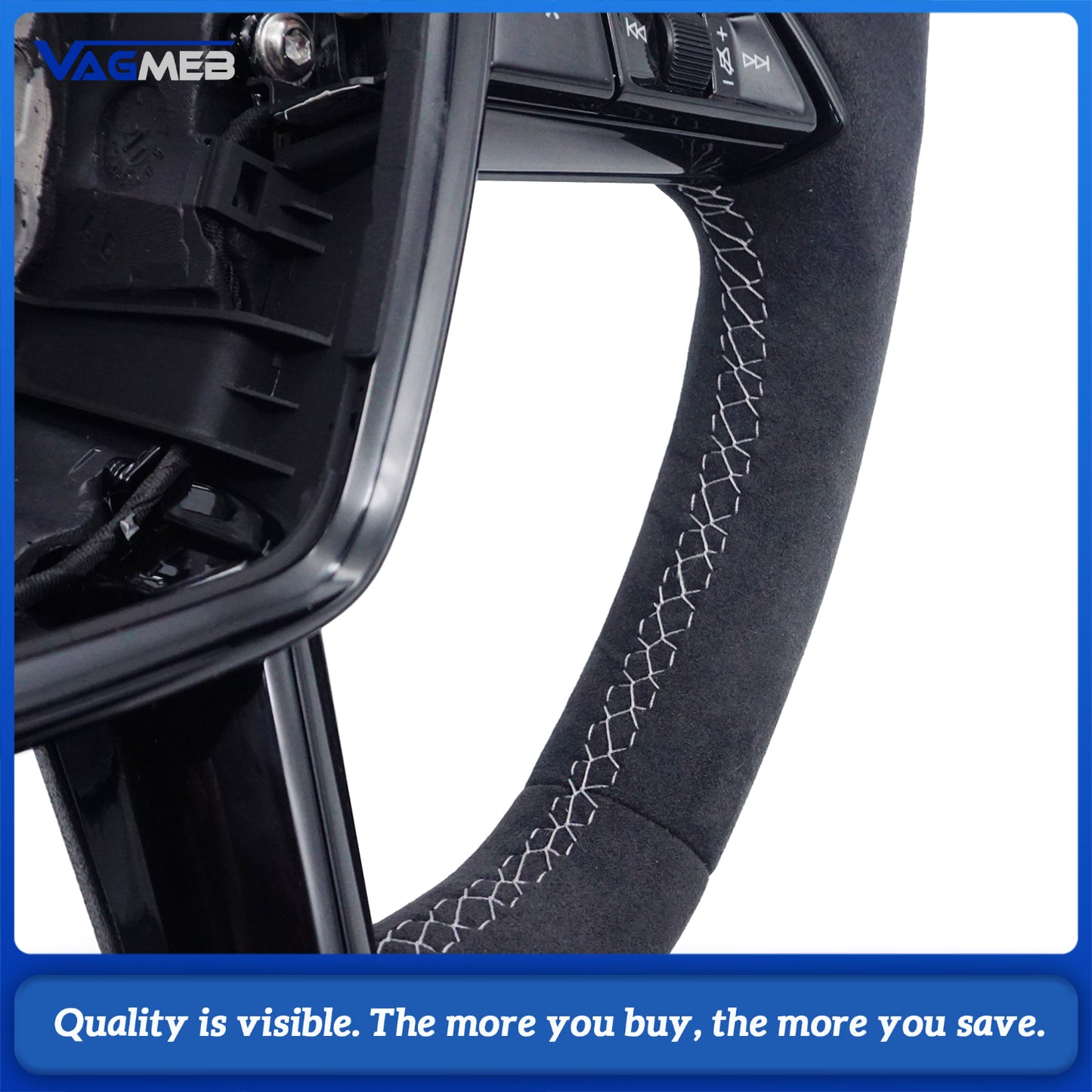 Blackened steering wheel suitable for Audi A6 C8 A7 Light gray  stitched steering wheel