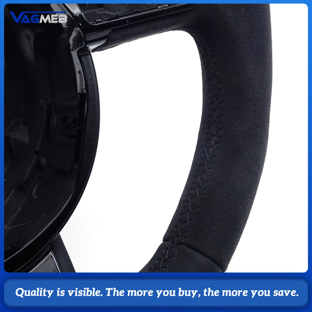RS Steering Wheel Half Alcantara No Buttons - For Audi A6 C7 A7 S6 RS6