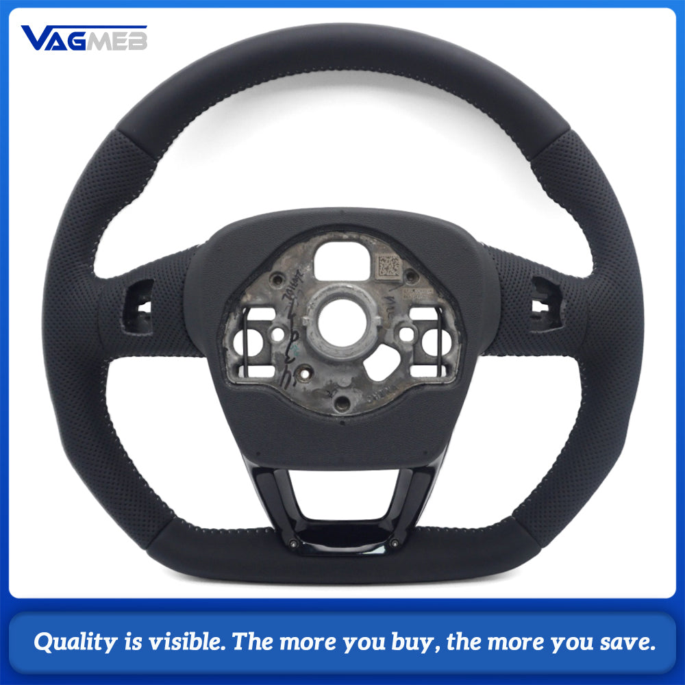 Suitable for Audi Q3 F3 perforated leather flat bottomed Black Line steering wheel, Car Accessories