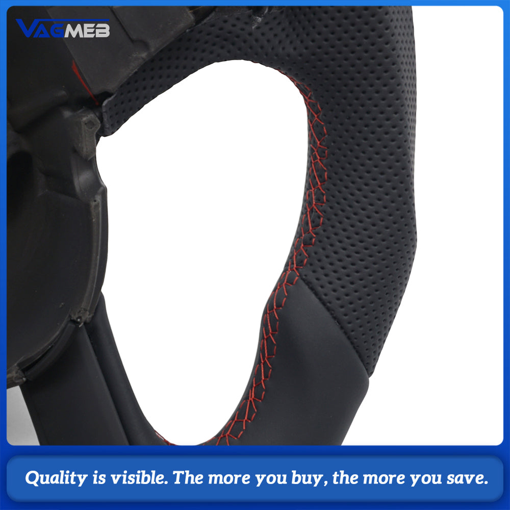 For Dodge ChallengerCharger SRT HELLCAT 2015-2020 Perforated Leather Red Strip Car Steering Wheel