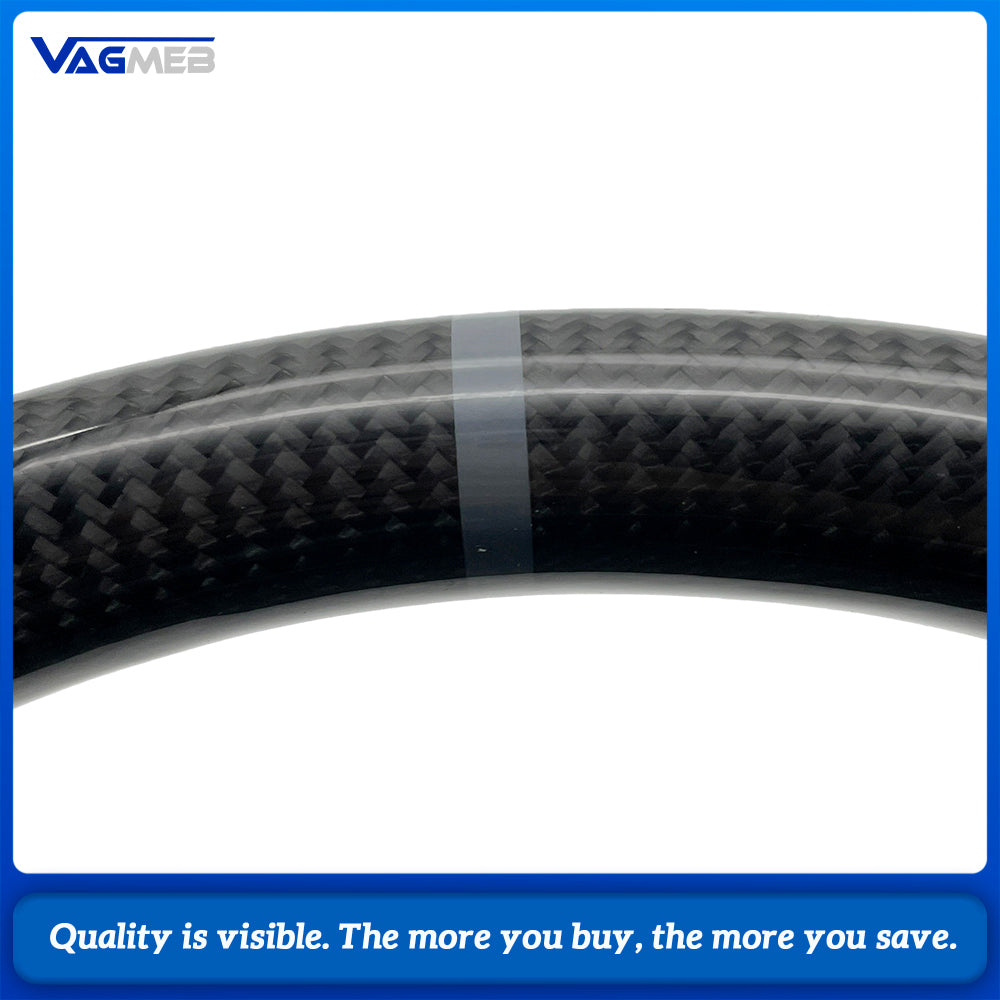 Carbon Fiber Half Perforated Steering Wheel For Audi A4 B7 2005-2008 Gray Stitching Gray Centering Mark Racing Style