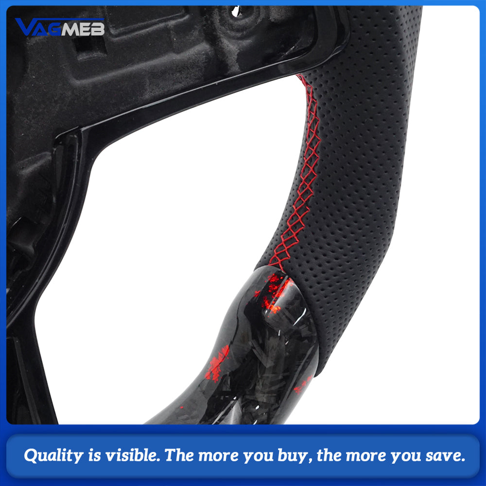 Forged red foil carbon fiber leather sports LED steering wheel with frame for VW Golf 7 MK7 GTI Passat B8 Tiguan MK2 Polo Jetta