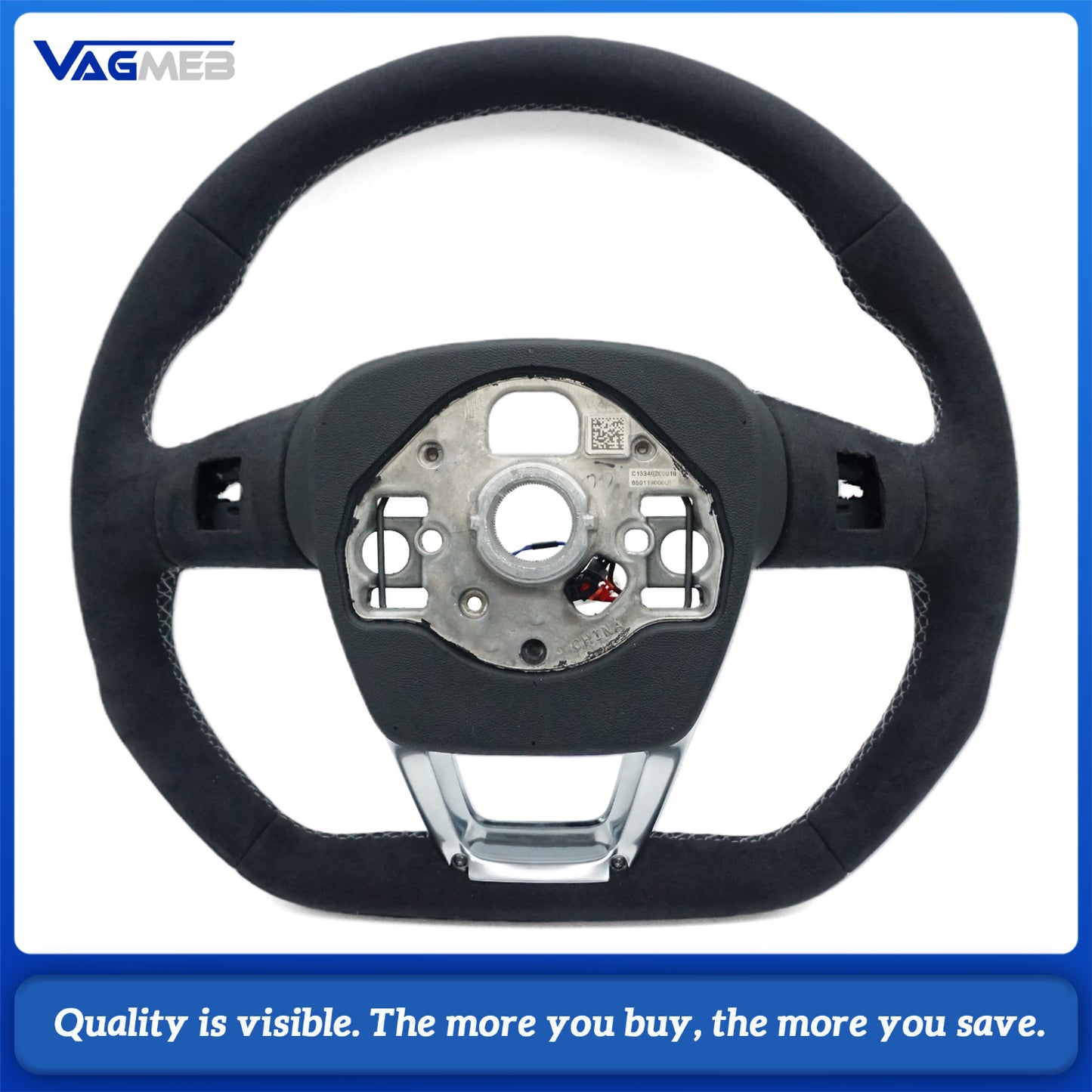 Fully furry steering wheel with multi-color stitching for Audi Q3 SQ3 RSQ3 Custom Fit Accessory With heating function