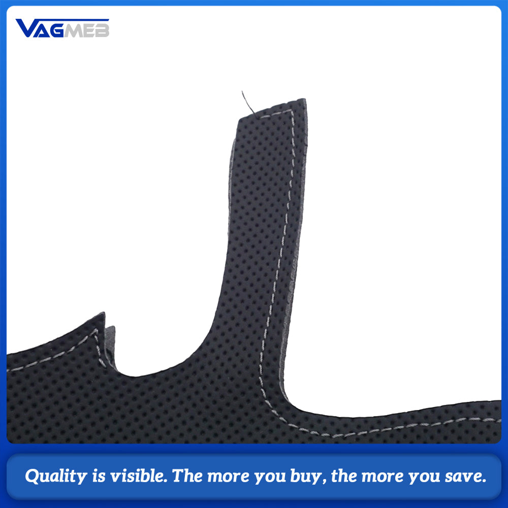 For Audi A6 C8 Steering Wheel Perforated Leather Wrap Replacement Skin With Dark Gray Stitching