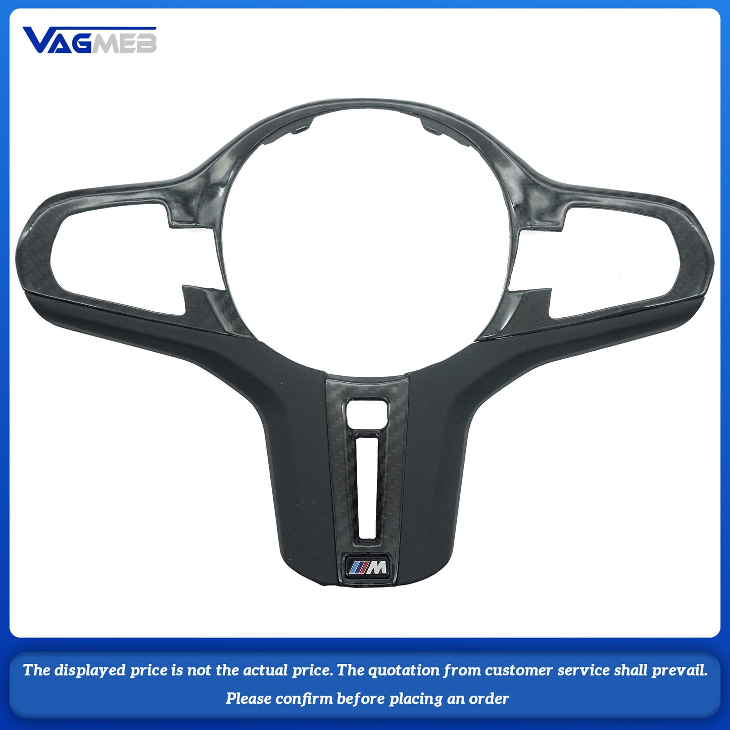 Carbon Fiber Car Steering Wheel Panel Decoration Cover Trim Frame For BMW M5
