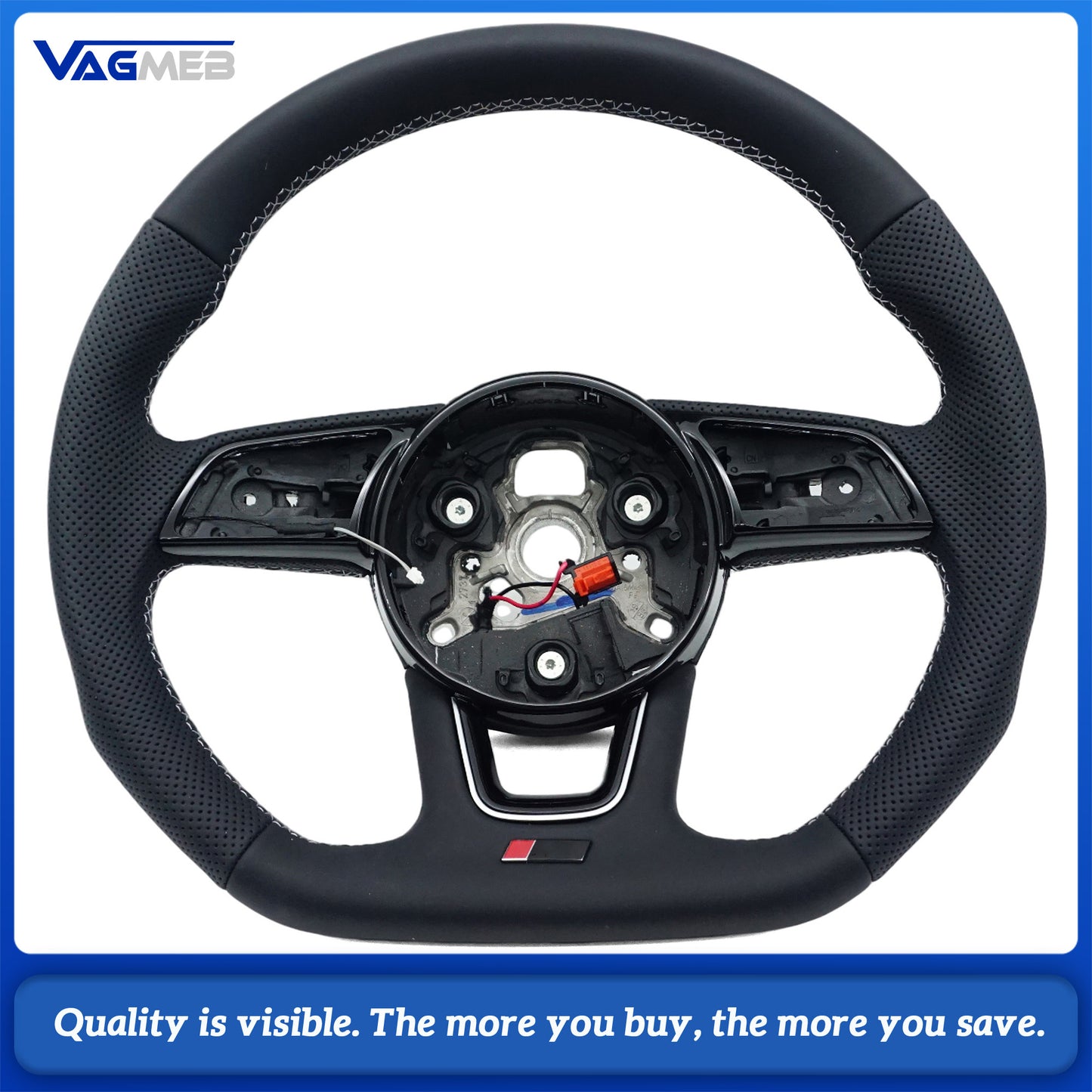 Heated steering wheel suitable for Audi A4 B9 S3 RS4 RS5 A3 A5 S3 S4 S5 2017-2024 leather flat bottomed steering wheel