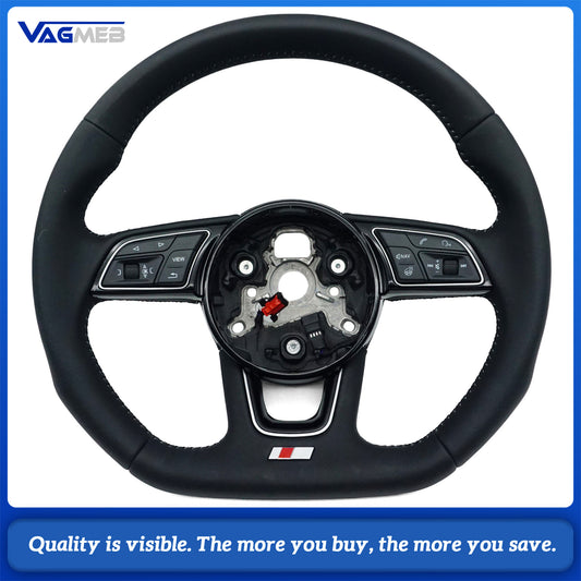 Multi functional perforated leather flat bottomed sports steering wheel with heating, For Audi A38V