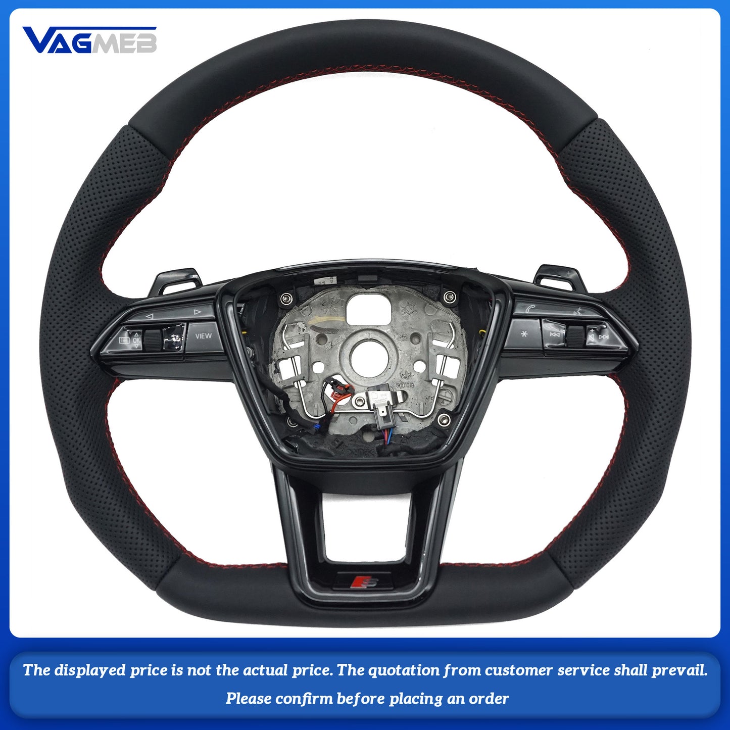 For Audi A6 C8 S RS leather sports flat bottomed  With heating function steering wheel with buttons and paddles
