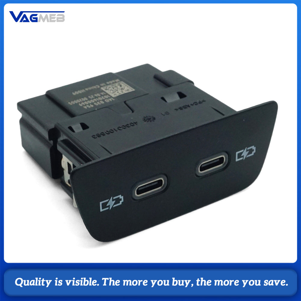 14D 035 954 Dual USB-C Charging Socket For VW ID.3 Passat 2020-2024 Rear Center Console USB Type C Port Module