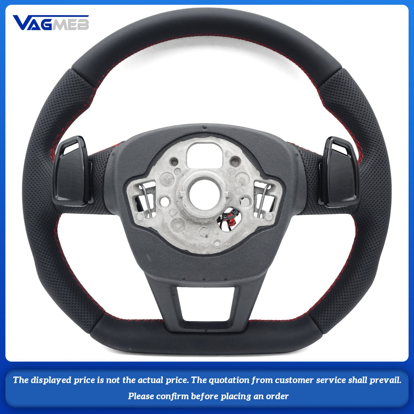 For Audi A6 C8 painted black heated steering wheel with white stitching sports flat bottomed steering wheel