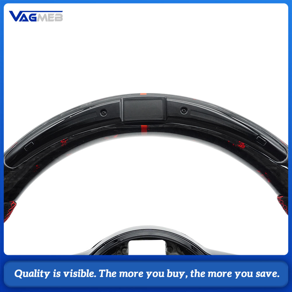 Forged red foil carbon fiber leather sports LED steering wheel with frame for VW Golf 7 MK7 GTI Passat B8 Tiguan MK2 Polo Jetta