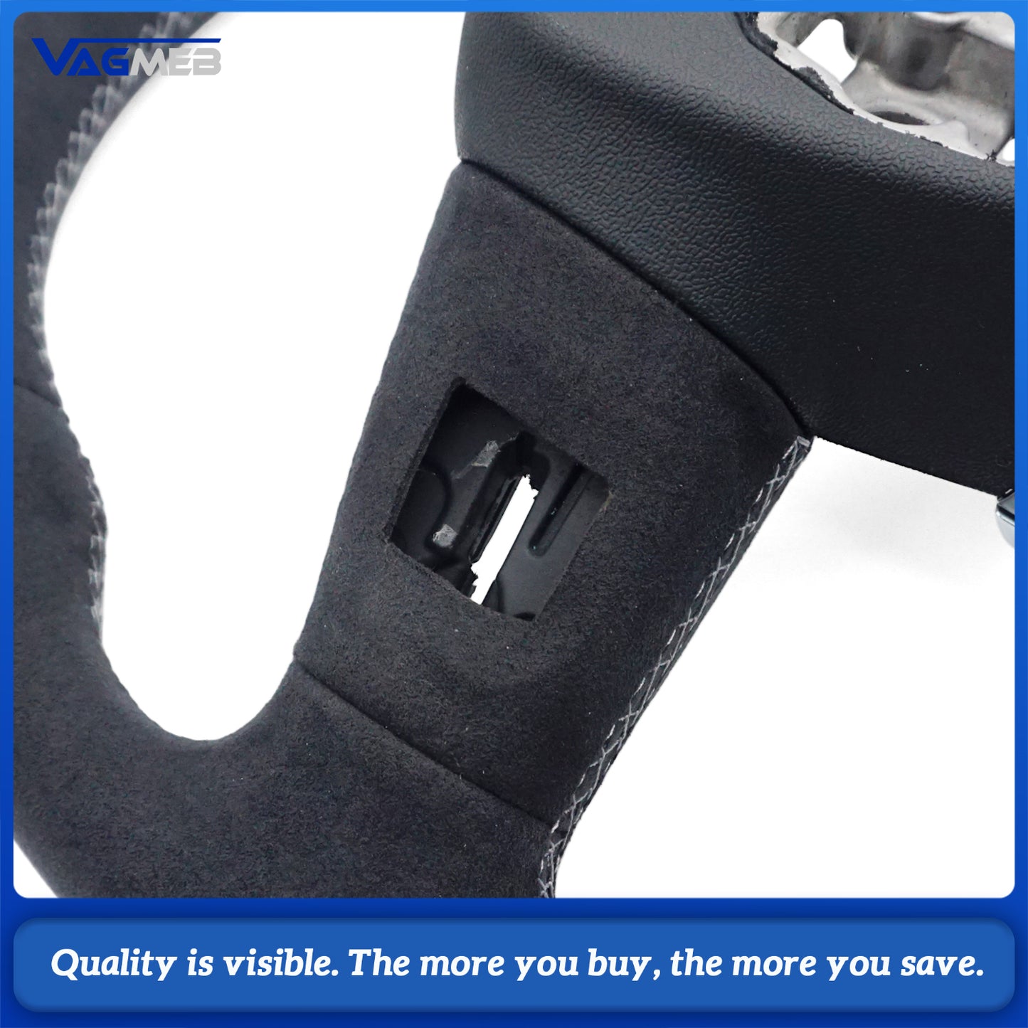Fully furry steering wheel with multi-color stitching for Audi Q3 SQ3 RSQ3 Custom Fit Accessory With heating function
