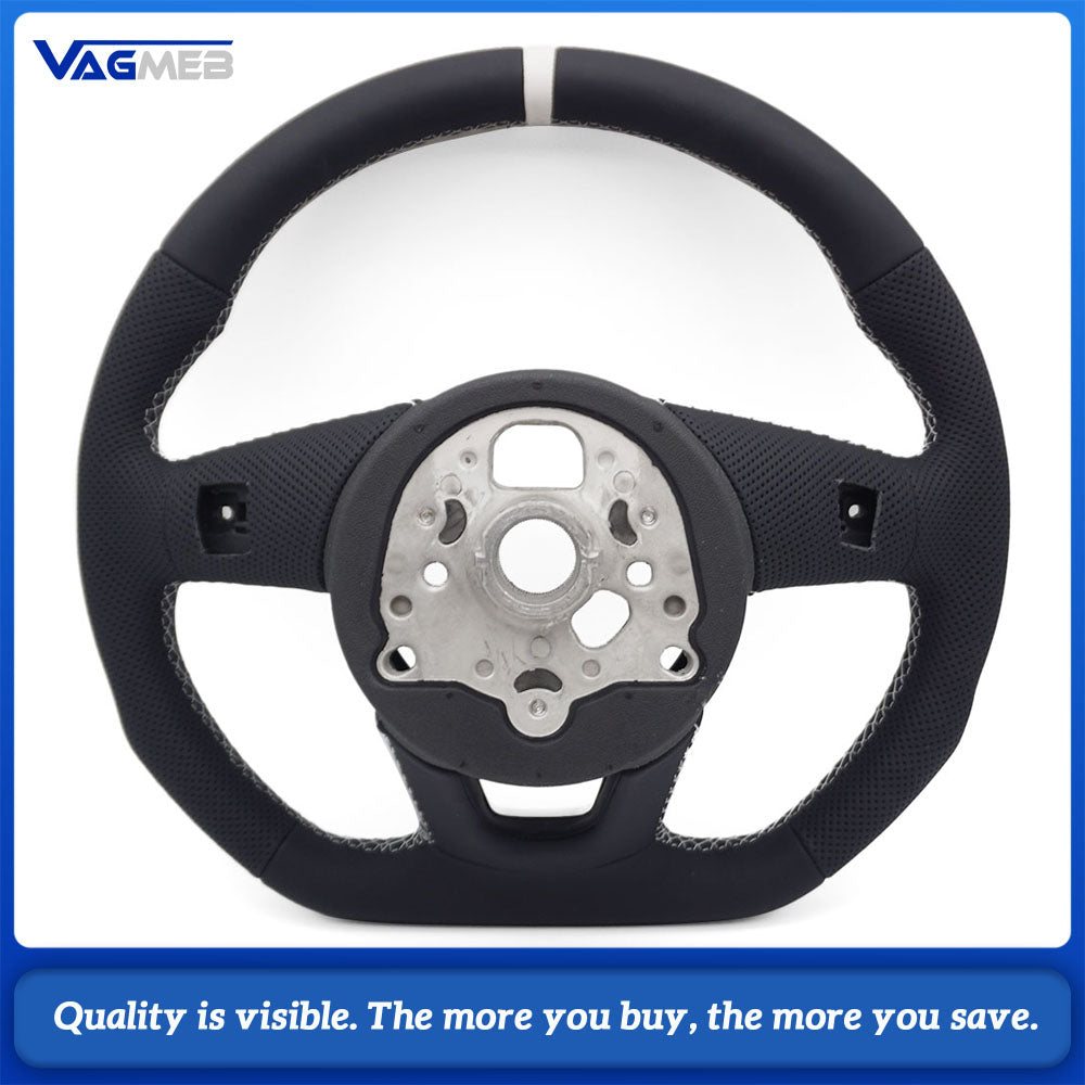 For Audi A4 B9 Sports Style Semi-perforated Leather Steering Wheel - Fit