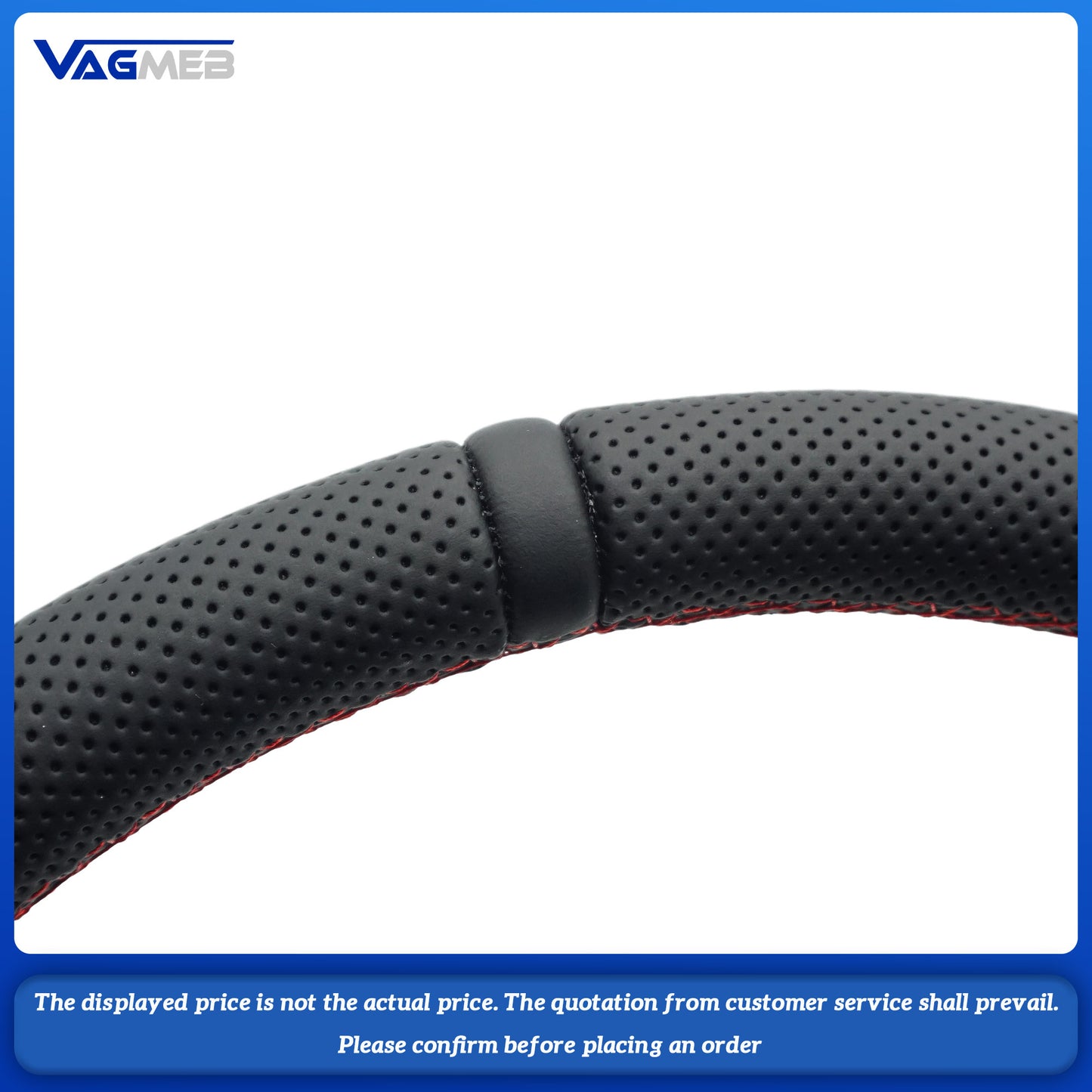 Half-grain leather perforated red thread black reverse logo steering wheel For Audi A3 2008