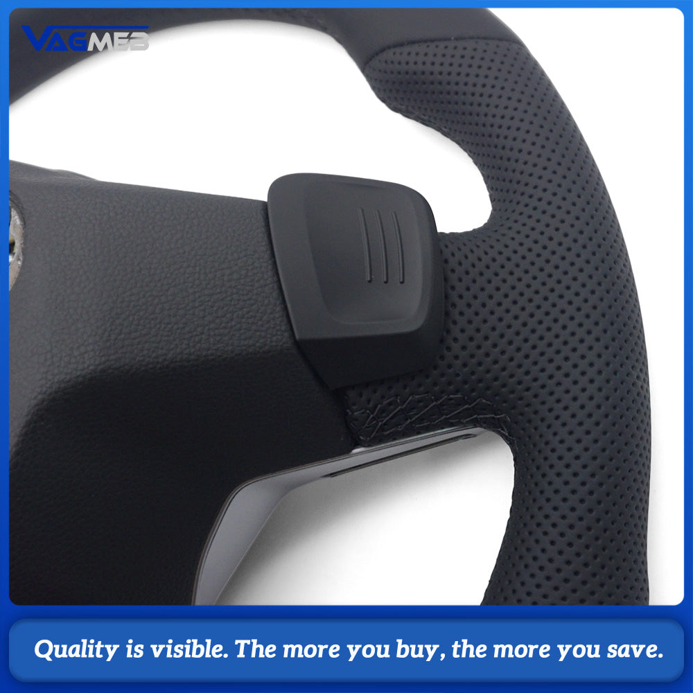 For VW Touareg R Sport Steering Wheel Full Set Semi-Perforated Leather Black Stitch Airbag Multifunction Paddles