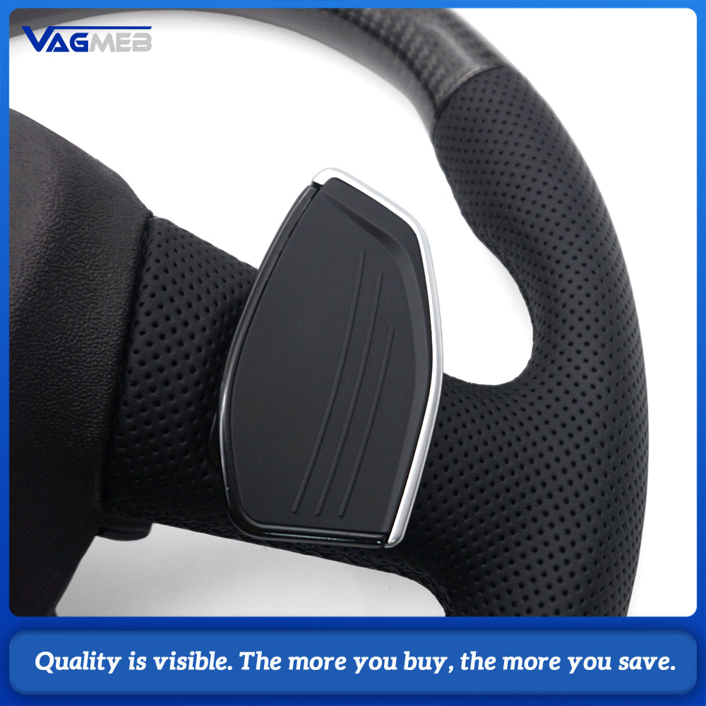Suitable for Audi Q5L S standard carbon fiber half-turned black wire with button paddle with heated steering wheel