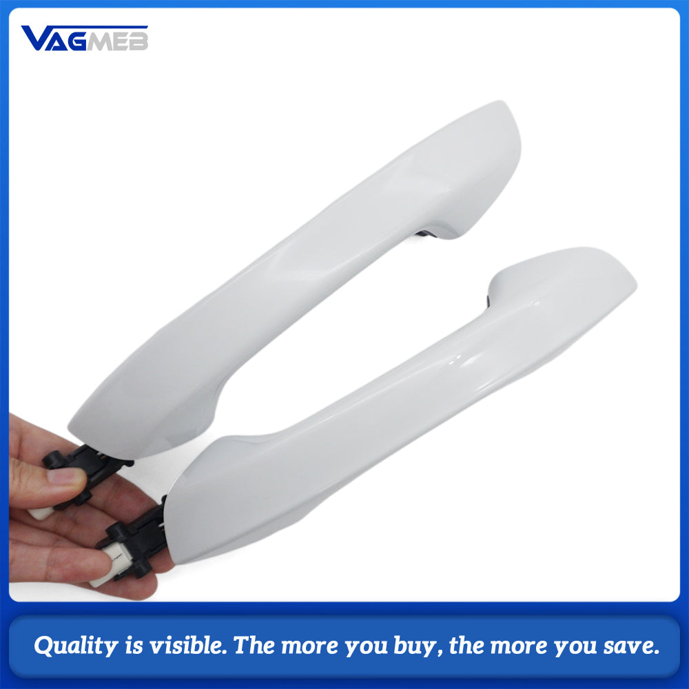 Car White LED Door Handles Kit 2Pcs Front Smart Inductive Touch Handles With Light + 2Pcs Rear Non-Inductive Handles Without Chrome Trim For Volkswagen Golf 8 MK8
