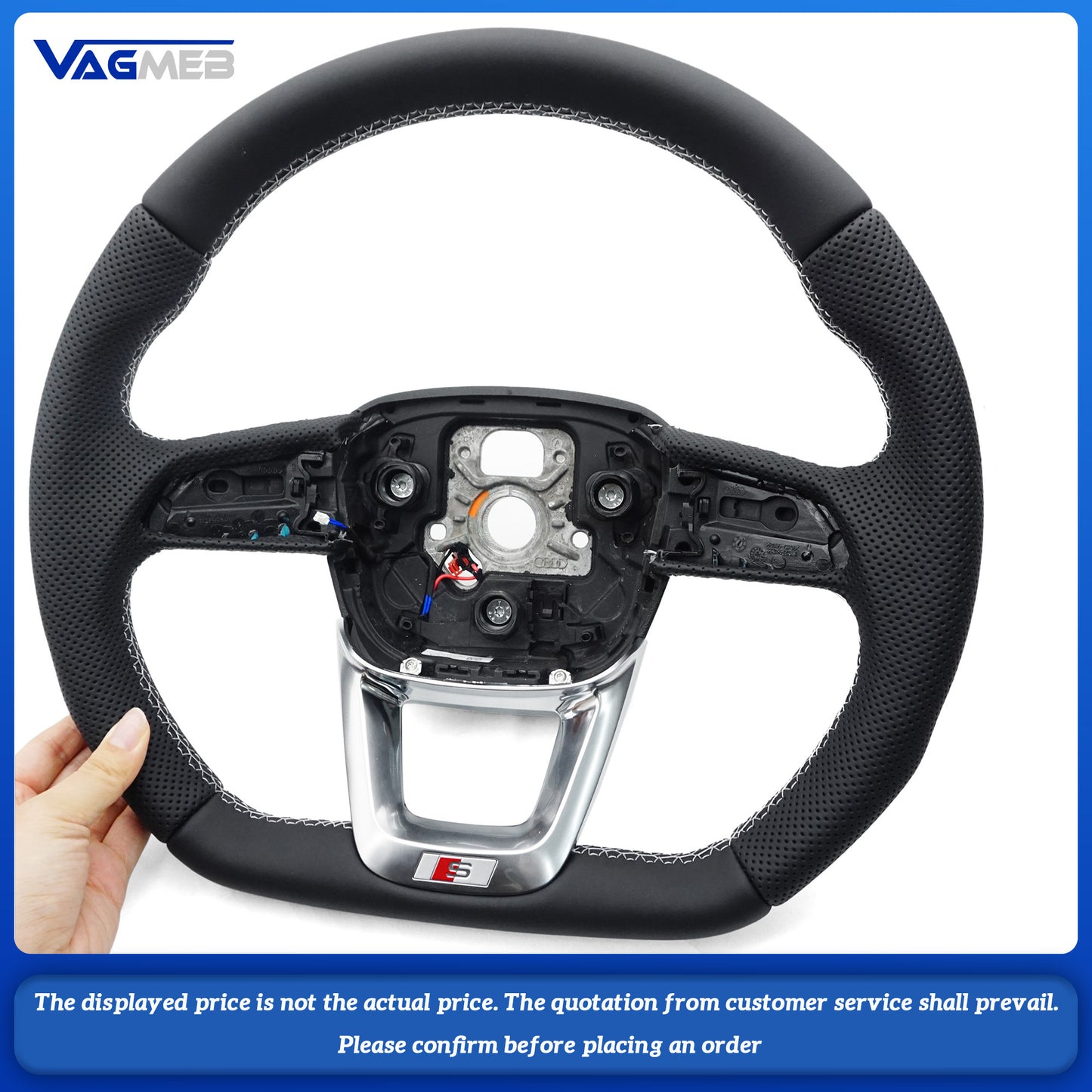 For Audi S RS Sline logo Q5 FY  custom Leather semi-perforated steering wheel with heating