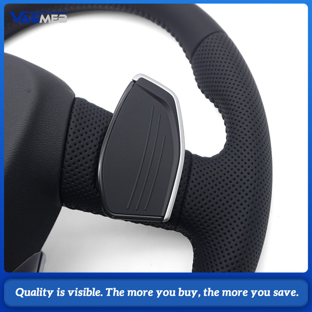 Sport Steering Wheel Semi‑Perforated Leather Grey Contrast Stitching With Paddle Shifters Buttons Not Included Without Heating For Audi Q3