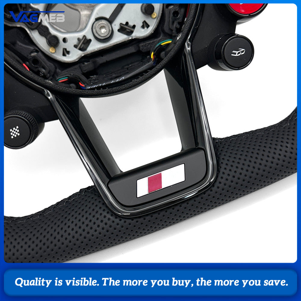 For Audi R8 TT Button Perforated Leather Multifunctional Black Stitching Steering Wheel Assembly