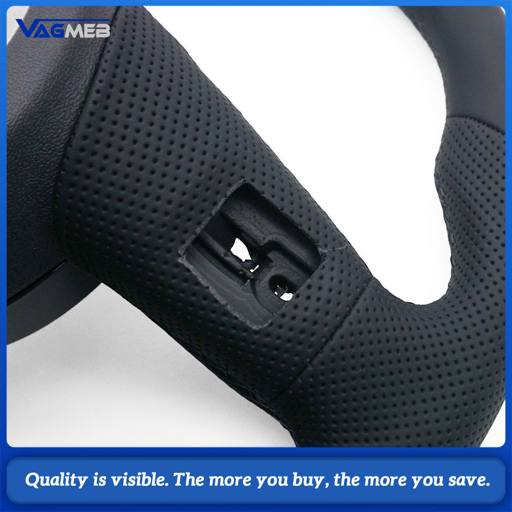 Car Half Perforated Steering Wheel Black Stitching Red Center Marker Heated Function Without Paddle Shifters Replacement For Audi A4 B9