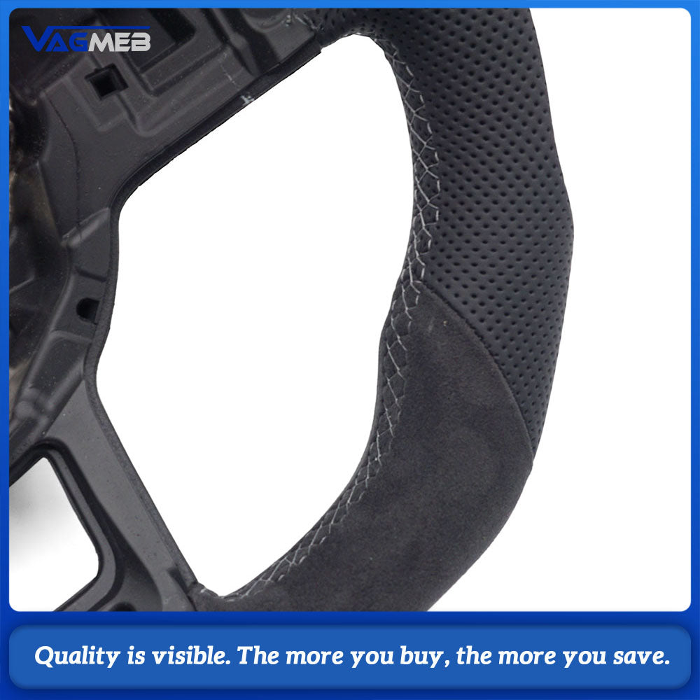 Suitable for Volkswagen Golf MK7 R GTI GTD Polo GTI Scirocco 2015 2016 T-ROC, leather semi perforated material steering wheel