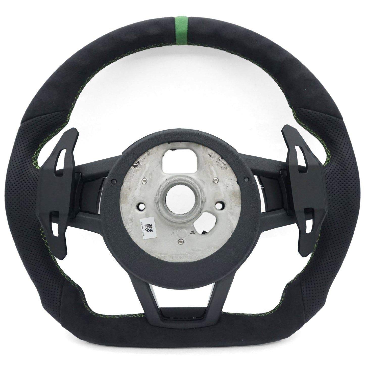 For Audi A4 B9 Matte Carbon Fiber Sports Steering Wheel Green line - Green positive mark