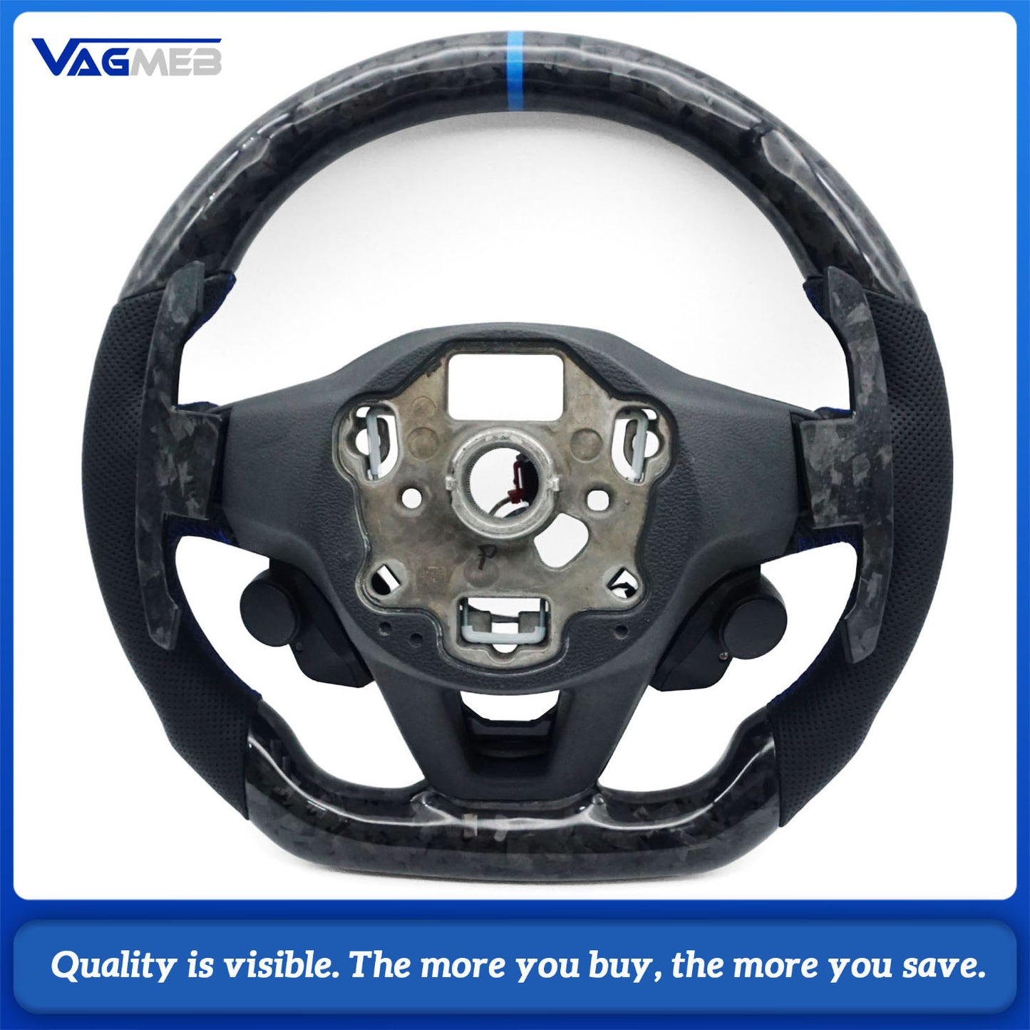 For VW Golf 8 MK8 Forged carbon fiber half-hole belt with R8 key assembly and heating function