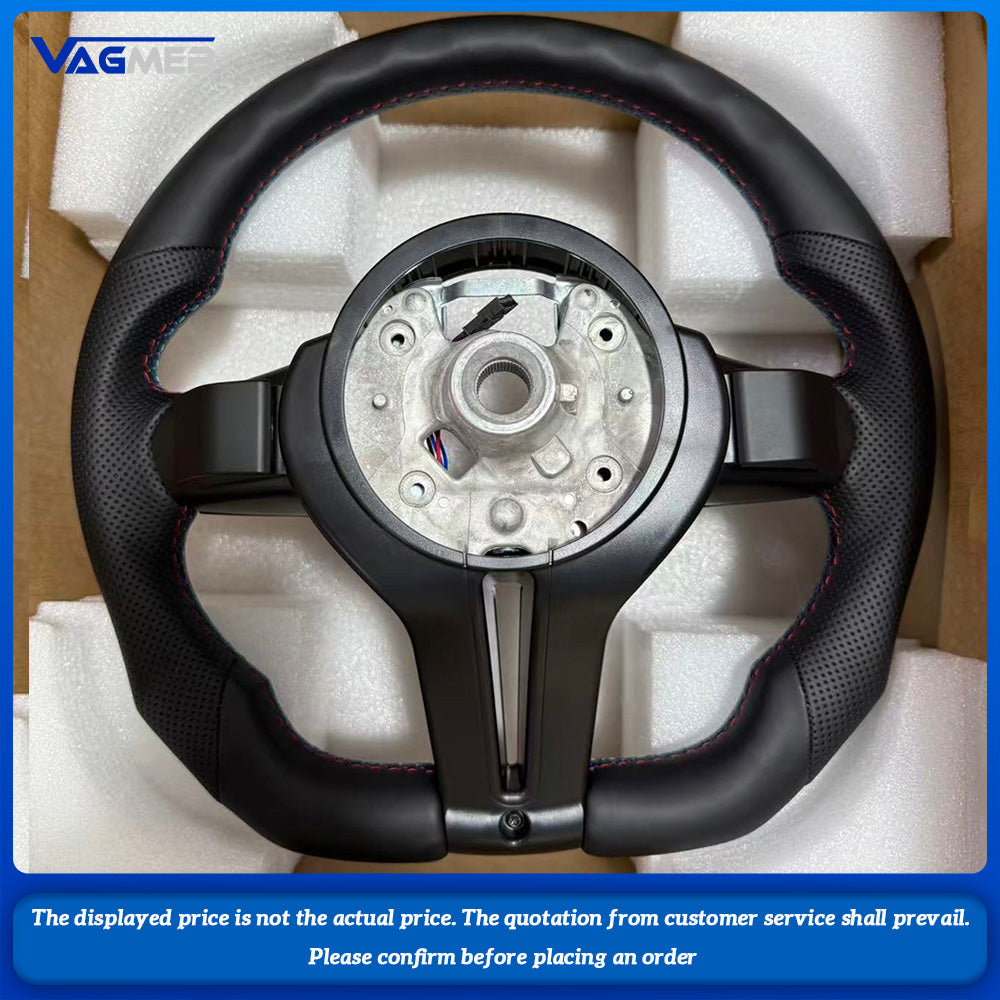 For BMW F30 F31 F32 F10 F20 F07 F01 E46 E60 E90 Color Stitching Perforated Leather Sport Steering Wheel M Logo Car Assembly