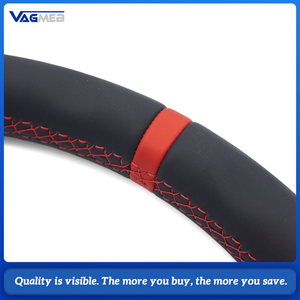 Car Carbon Fiber Half Perforated Steering Wheel Red Stitching Red Center Marker Racing Steering Wheel Replacement For VW Golf 6 MK6