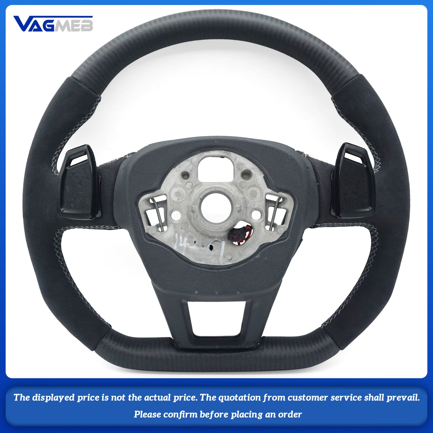 For Audi S Logo A6C8 - Matte carbon semi-suede light gray leather trim with push-button gearshifts and heated steering wheel