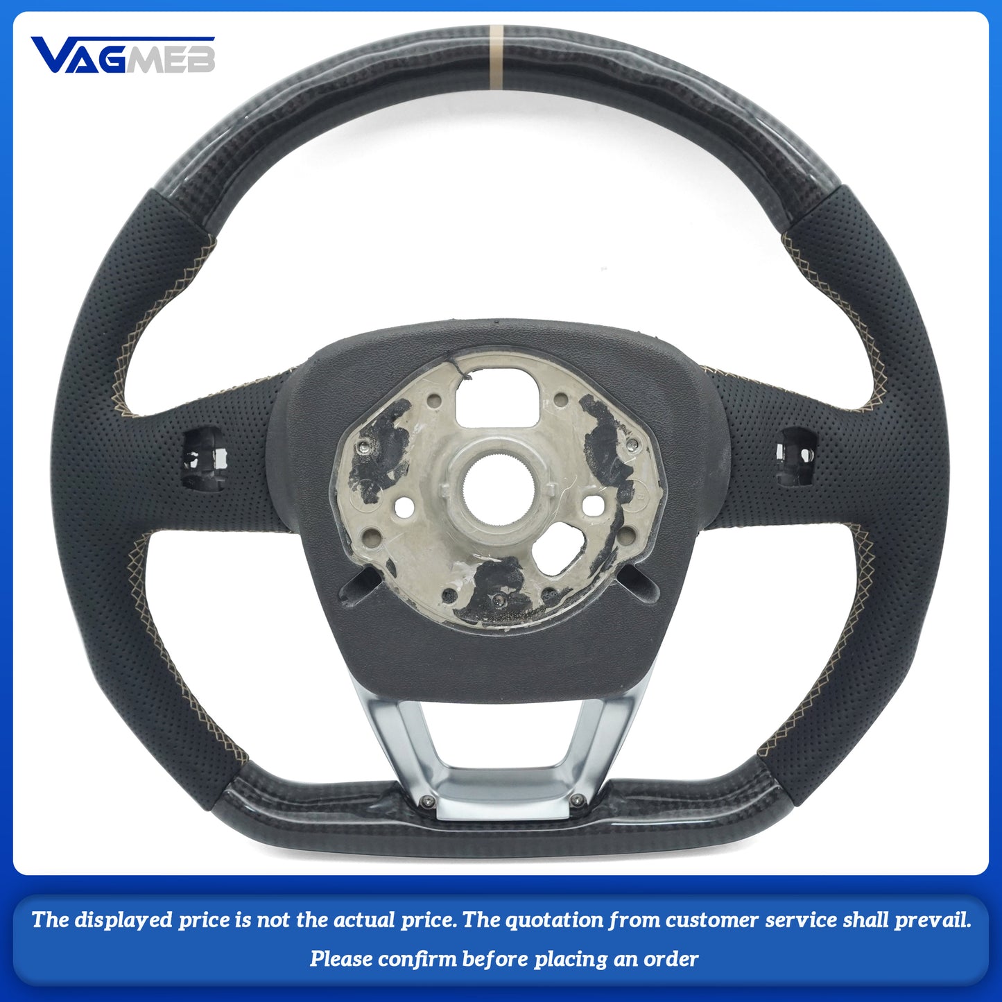 Carbon fiber perforated leather flat bottomed steering wheel For Audi Q5 FY Q7 4M Q8 car steering wheel, Car Accessories