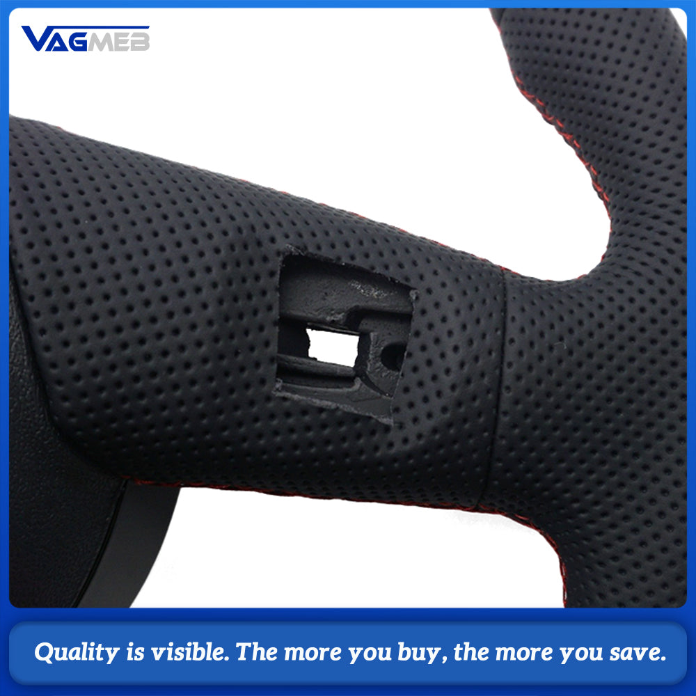 Semi‑Perforated Heated Steering Wheel Red Stitching For Audi A4 B9 Interior Sport Upgrade Replacement