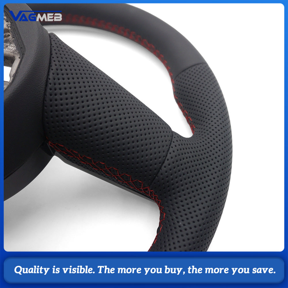 Car steering wheel for Audi A3 8Y perforated leather flat bottomed sports Redline steering wheel car accessories