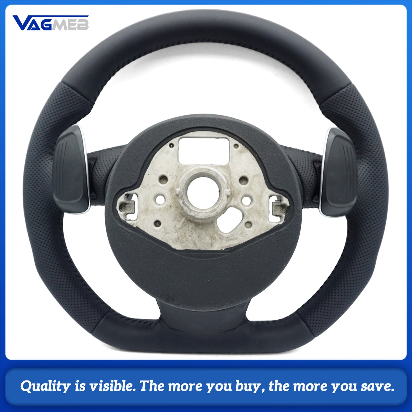 For Audi A3 A4 A5 A6 A7 Q3 Q5 Q7 RS3 RS4 RS5 Fully Perforated Steering Wheel Flat Bottom Steering Wheel