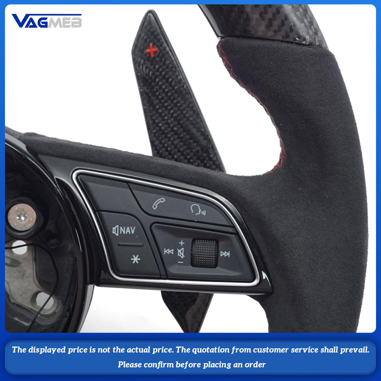 Custom led carbon fiber steering wheel paddle hole For Audi S RS Sline LOGO A4B9